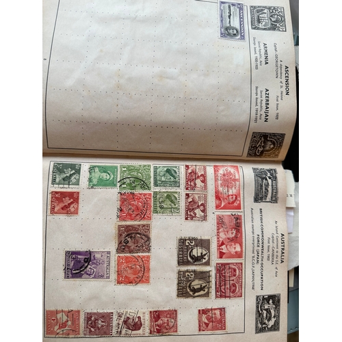 455 - IMPROVED vintage stamp album by Stanley Gibbons with colour world maps, GB (QV onwards), commonwealt... 