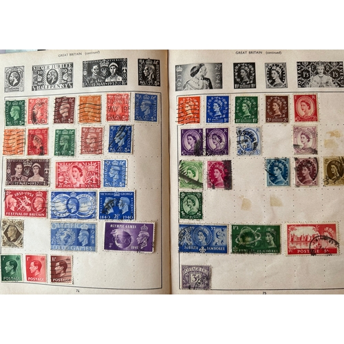 455 - IMPROVED vintage stamp album by Stanley Gibbons with colour world maps, GB (QV onwards), commonwealt... 