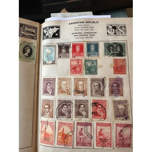 455 - IMPROVED vintage stamp album by Stanley Gibbons with colour world maps, GB (QV onwards), commonwealt... 