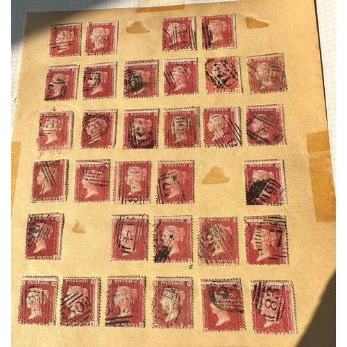 40 - UK GB Penny red stars stamps selection of 94 used examples, probably an original batch,  interesting... 