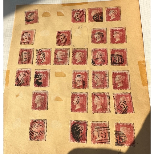 40 - UK GB Penny red stars stamps selection of 94 used examples, probably an original batch,  interesting... 