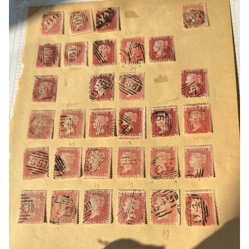 40 - UK GB Penny red stars stamps selection of 94 used examples, probably an original batch,  interesting... 