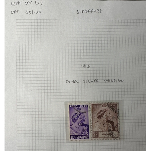 180 - SINGAPORE commonwealth KGV1 mint and used stamp set / part sets selection from 1948 - 1952 on album ... 