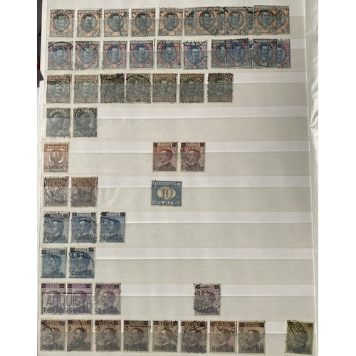 340 - ITALY duplicated lot of early stamps on stockleaves of 1863-65 issue (c.48, inc 2 lire), 1889 values... 