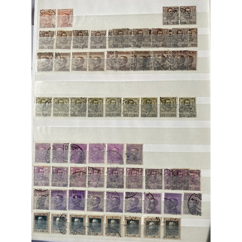 340 - ITALY duplicated lot of early stamps on stockleaves of 1863-65 issue (c.48, inc 2 lire), 1889 values... 