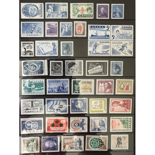 427 - CANADA Commonwealth 1950's on QE2 mint u.m. stamp selection on  9 Hagner stock sheets including bloc... 