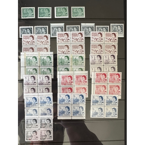 427 - CANADA Commonwealth 1950's on QE2 mint u.m. stamp selection on  9 Hagner stock sheets including bloc... 