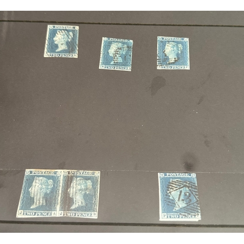 454 - UK GB 2d blue 1841 imperforate stamp selection (12) inc. pair on Hagner stocksheet, the twopenny sta... 