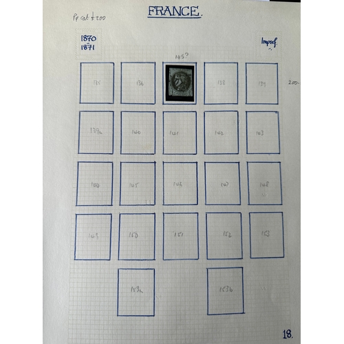 126 - FRANCE early Ceres and Napoleon type stamps on album sheets from 1849 -1876 incuding 1849-50 10c bro... 