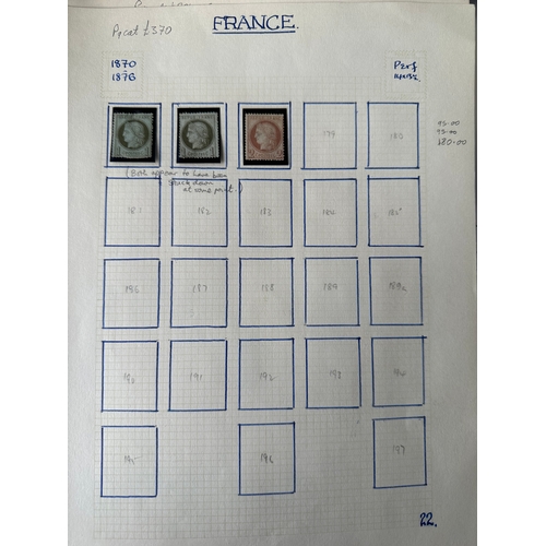 126 - FRANCE early Ceres and Napoleon type stamps on album sheets from 1849 -1876 incuding 1849-50 10c bro... 