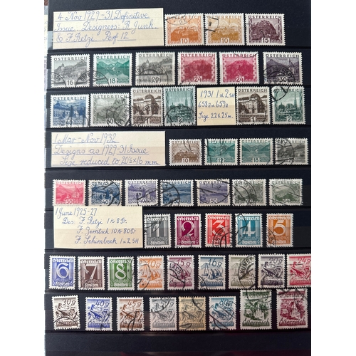 190 - AUSTRIA stamp dealer album / stockleaves, approx 540 stamps / sets / part sets and individuals from ... 