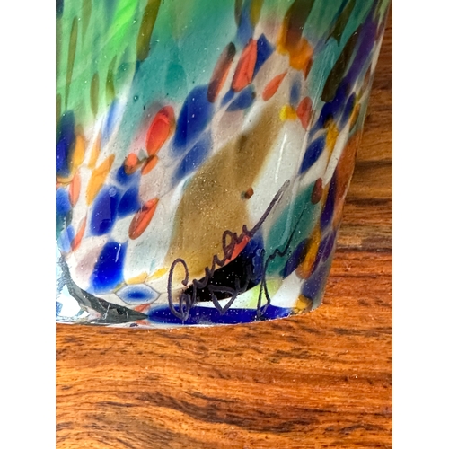 2 - Original designer Art Glass metal fusion vase, unique piece signed by the artist, 20cm tall. Please ... 