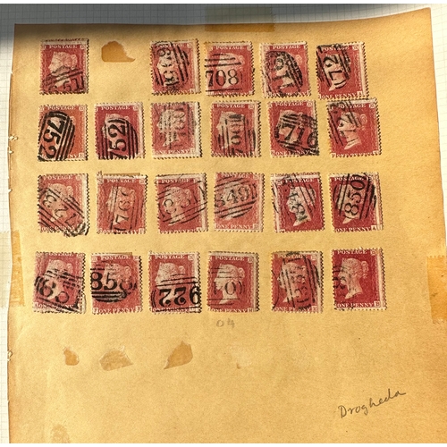 39 - UK GB Penny red stars stamps selection of 94 used examples, probably an original batch,  interesting... 