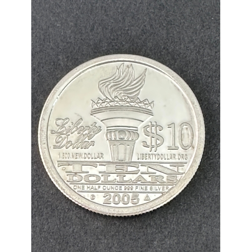 12 - Fine 0.999 Silver $10  Liberty coin of USA, 2005.