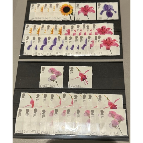 160 - Flowers 1st class stamps (50) mint nh, face value £ 82.50