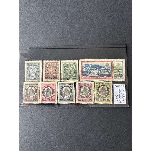 169 - VATICAN surcharge overprint stamps, 1945 -1946, inc. Pope  Pius X1 and Pope Pius X11 plus views of t... 