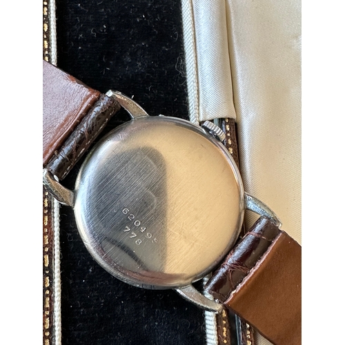 258 - OMEGA vintage rare silver face batman gents watch, working when listed but no guarantees given or im... 