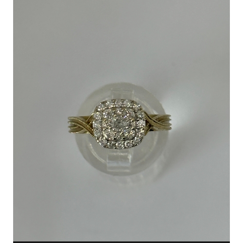 285 - 9ct gold and diamonds engagement ring, size M/N, fully hallmarked plus 