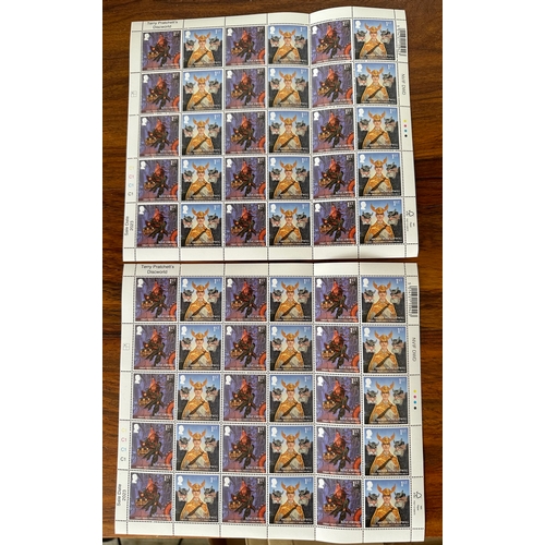 293 - GB KC 60 x 1st class mint stamps from 2023 on 2 panes featuring Terry Pratchett's Discworld characte... 