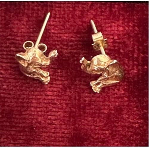 318 - pair 9ct gold 'sitting elephant' earrings