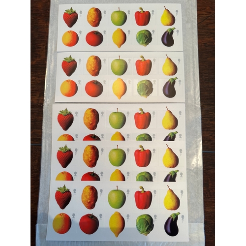 338 - Fruit and vegetables 1st class stamps (50), self adhesive. Face value £82.50