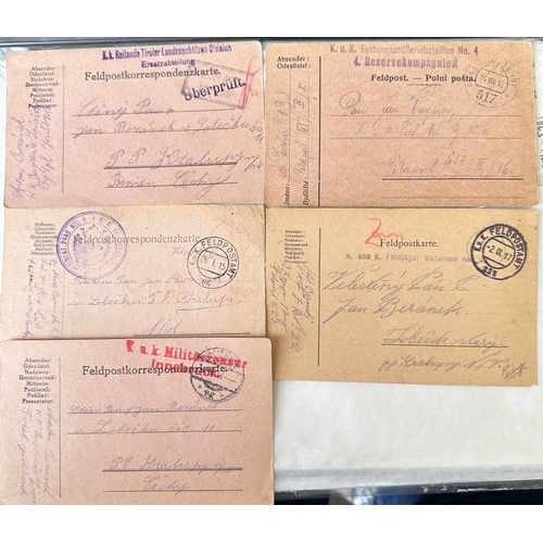 373 - AUSTRIA : 1915 -17 Field Post postcards (5) with various postmarks and cachets of Austro-Hungarian r... 