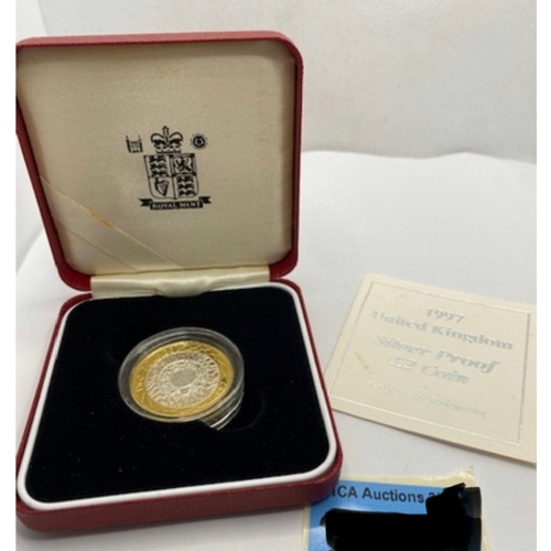 395 - Silver proof £2 coin with COA, 1997