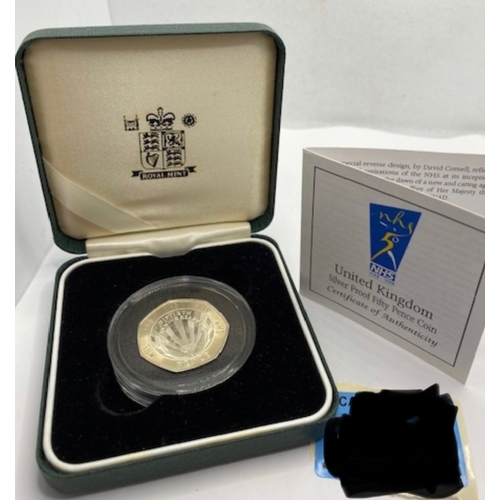 398 - NHS Fiftieth Anniversary 50 pence silver proof coin