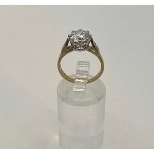 415 - 9ct gold cz solitaire and shoulders, hallmarked, size J, 2.6g