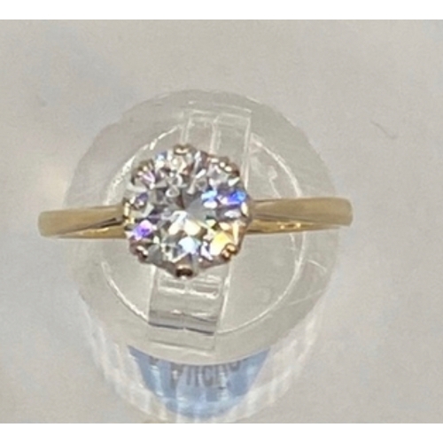 420 - 14ct gold large cz solitaire ring, size P 1/2, hallmarked, 2.8g