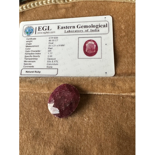 488 - 46ct natural certificated Ruby