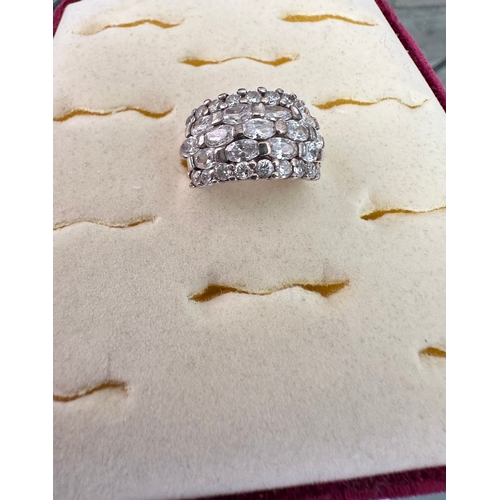 496 - Silver hallmarked heavy 925 CZ ring, size N