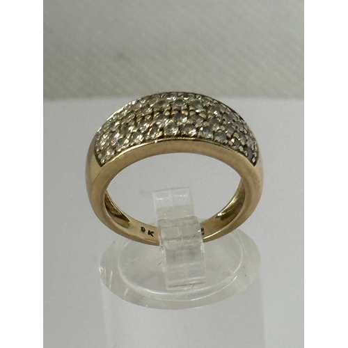 517 - 9k gold ring, stamped CZ size P/R, 4.9g