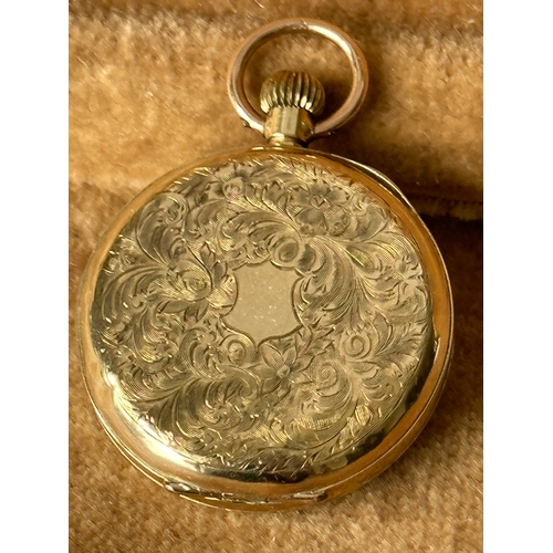 519 - 9ct gold ladies fob / pocket watch, swiss made, hallmarked. Working when listed but no guarantees gi... 