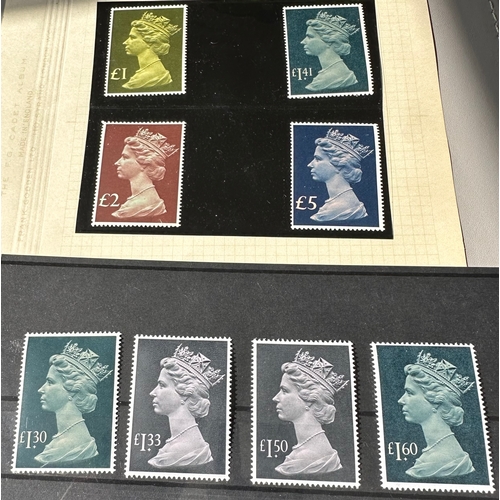 529 - UK GB QEII large format, large value mint machin defin stamps (8) £1 to £5 stamp