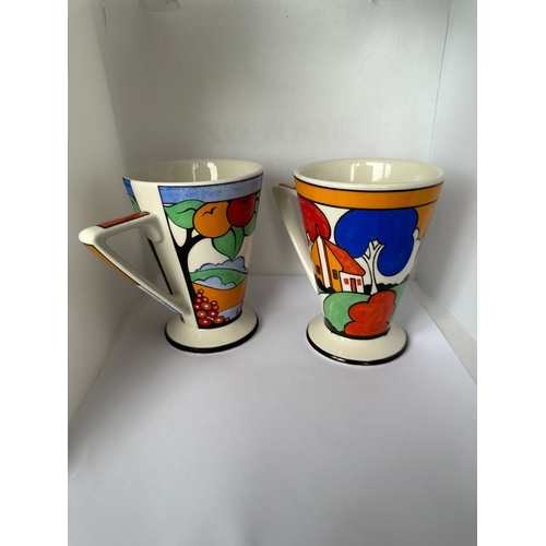 534 - two Art Deco style Sadler mugs inspired by Clarice Cliff