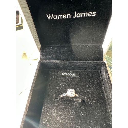 577 - 9ct white gold and diamonds engagement ring, hallmarked and boxed, size J 1/2