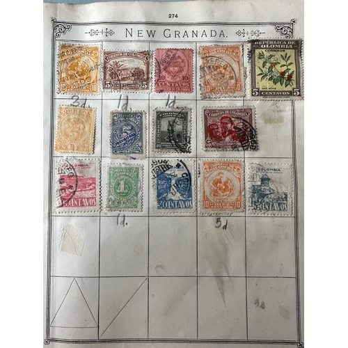 646 - LINCOLN stamp album (1916 handwritten inside)   inc GB QV penny reds and 2d blue, commonwealth inc Q... 