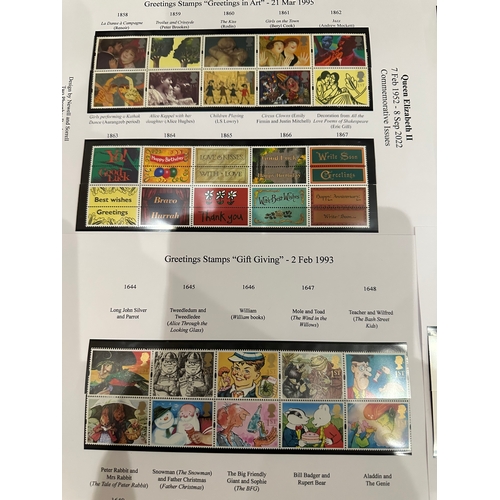 43 - Royal Mail Greetings Booklets / inserts (9) from 1991 to 1997 having face value £148.50  being 90 us... 