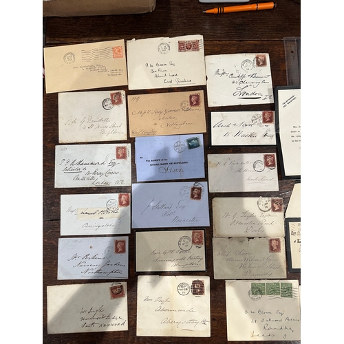 669 - Collection of UK GB covers including QV 1860 two penny blue Edinburgh stamp and many penny red stamp... 