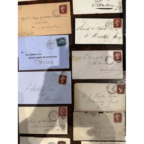 669 - Collection of UK GB covers including QV 1860 two penny blue Edinburgh stamp and many penny red stamp... 