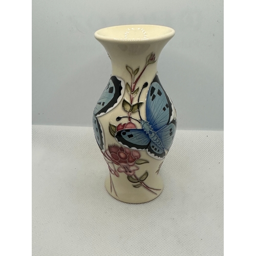 693 - Moorcroft vase, cream with butterflies