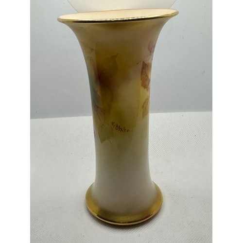 696 - Royal Worcester Kitty Blake hand painted fruit vase, c. 1930's approx. 15cm tall