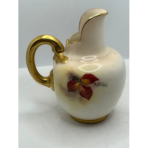 697 - Royal Worcester hand painted jug, c.1930's by Kitty Blake approx 11cm tall