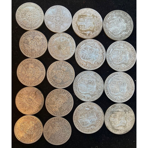 702 - 18 x pre 1947 GB KG silver coins inc key dates