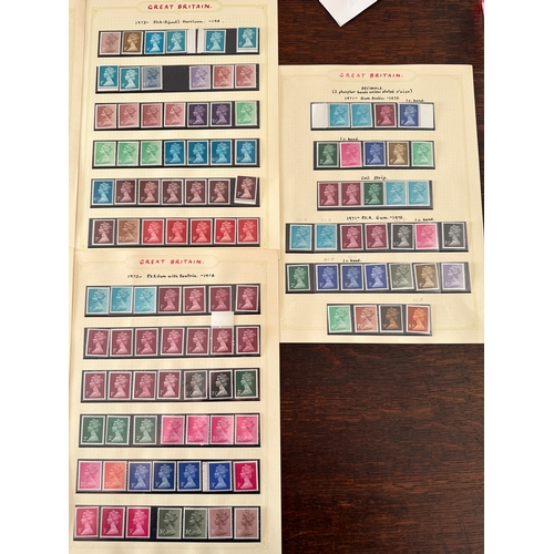 88 - UK GB mint Machin stamps on 11 album pages from 1971 to 1989 inc coil strips, phosphor, marginals an... 