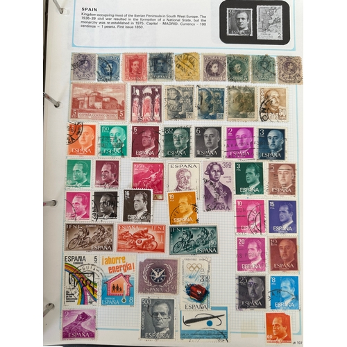 253 - SG WORLDEX stamp album ( incomplete pages - excludes most commonwealth ) with hundreds of stamps fro... 