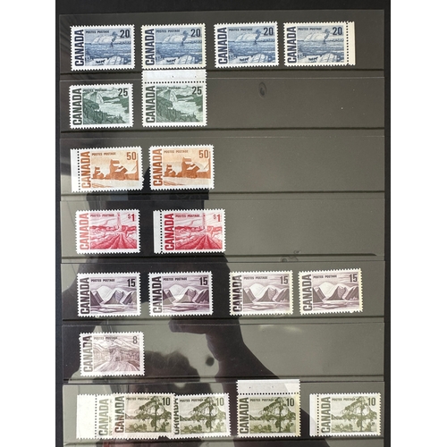 426 - CANADA Commonwealth 1950's on QE2 mint u.m. stamp selection on  9 Hagner stock sheets including bloc... 