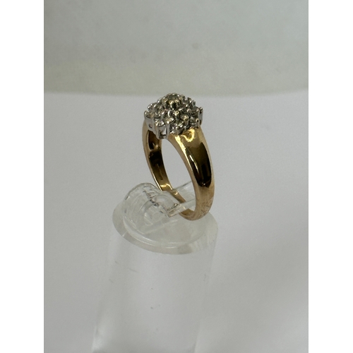 516 - 9ct gold diamonds ring, 4.1g, hallmarked, size O/P