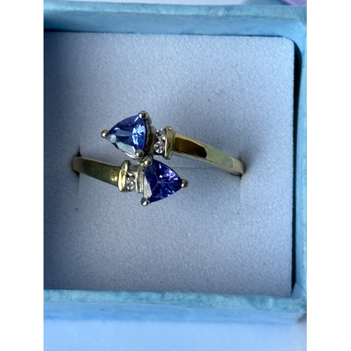 540 - Silver Gilt Tanzanite ring size Q/R in gift box